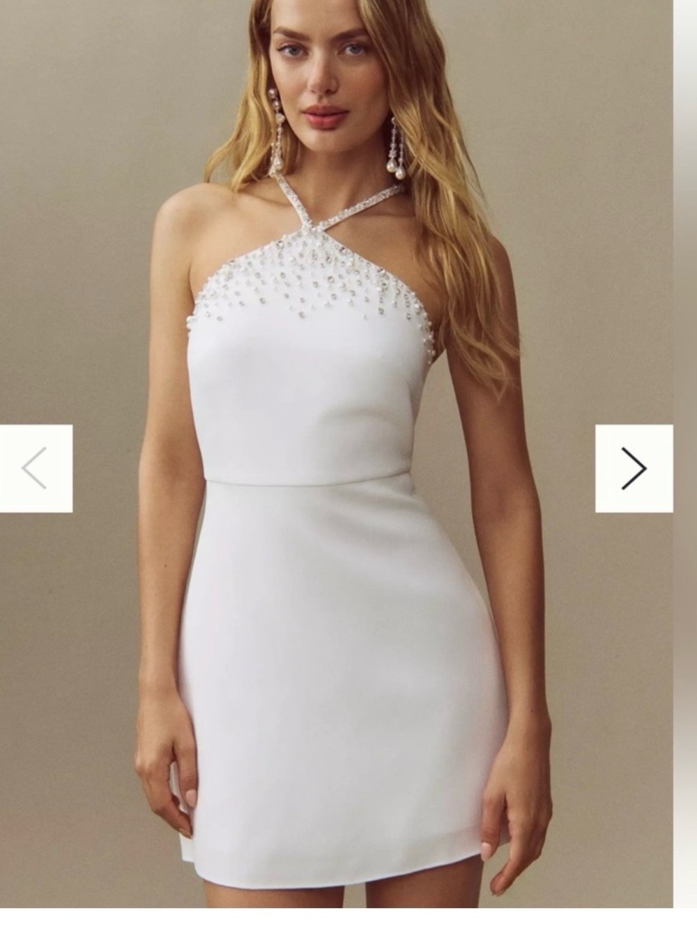 Sachin + Babi White Beaded Halter Mini Dress